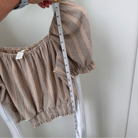 H&M Beige Puff Sleeves Off Shoulder Crop Top SZ S - Picture 10 of 10